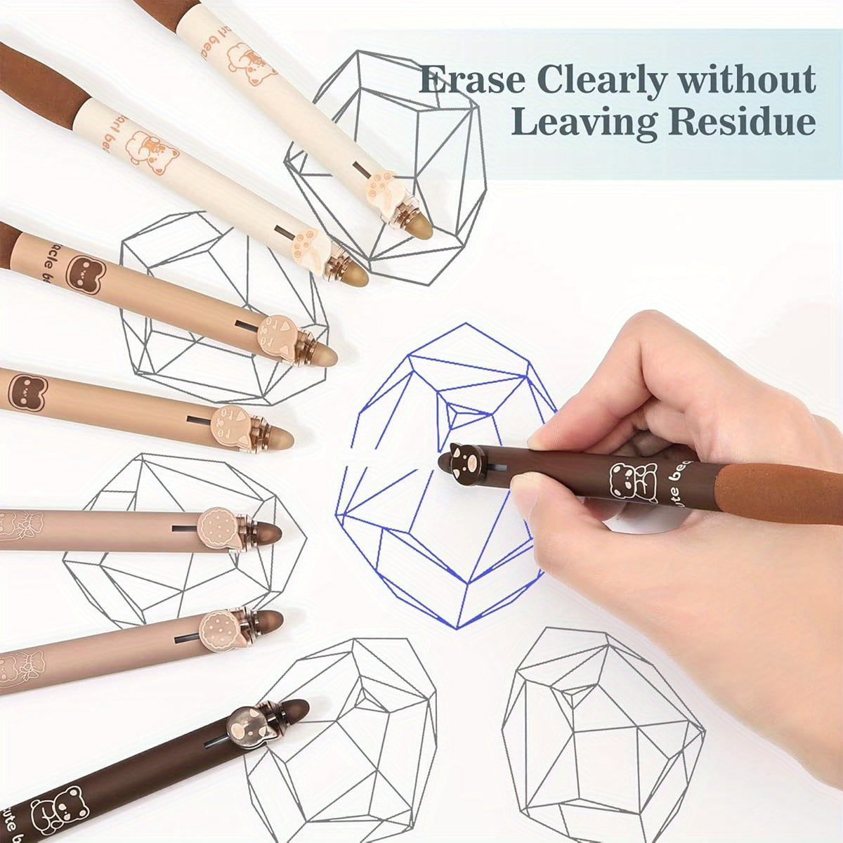 8pcs Cute Retractable Erasable Gel Pens, Blue and Black Ink Pen with Eraser Clear, Smooth Writing Comfortable to Use for Note Taking Marking Planner Crossword Puzzles ( Coffee), Pens, Multicolour Pen, Needle Tip Pens, Beadable Pens, Stationary Pens,