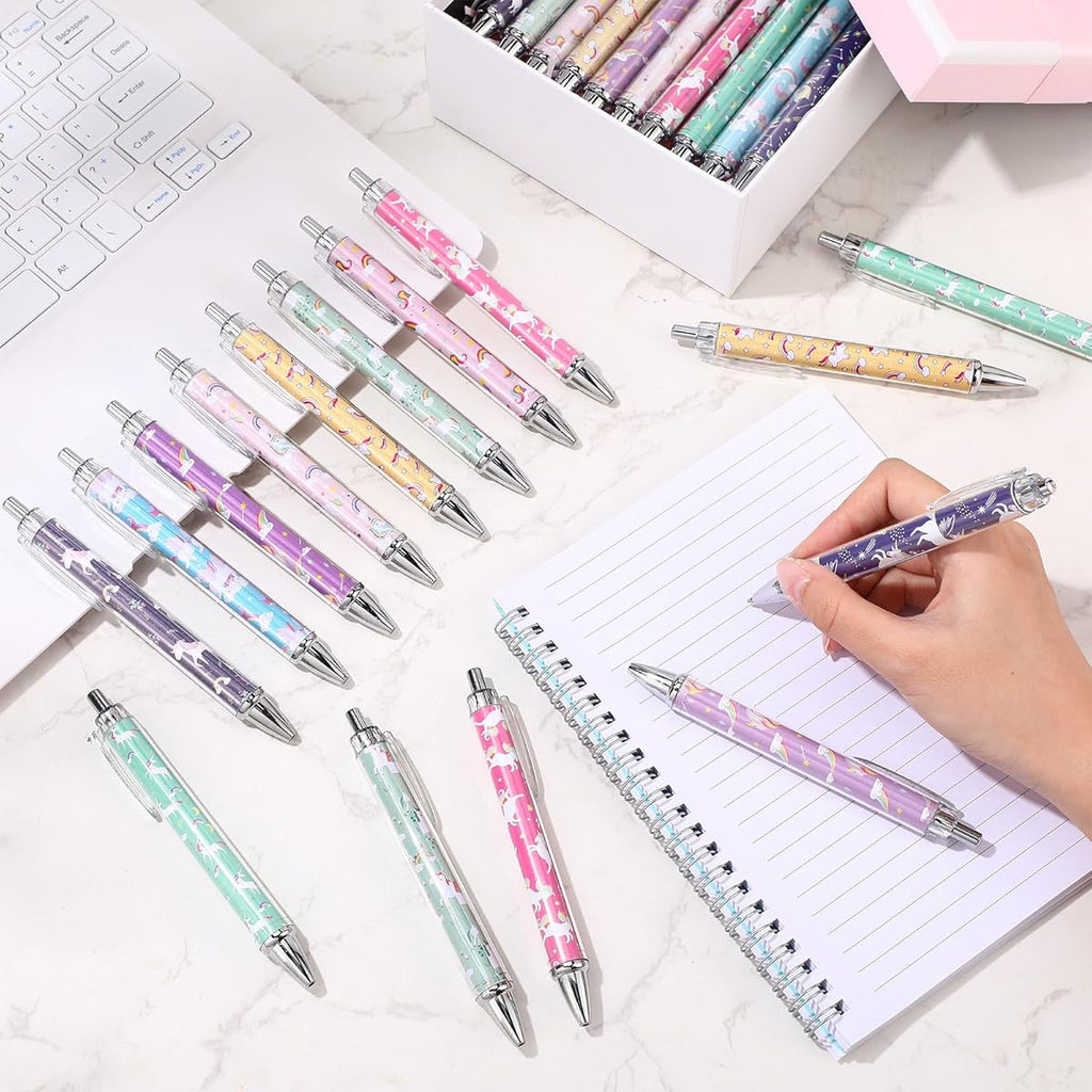 30pcs Unicorn Ballpoint Pens - Cute Cartoon Unicorn Design, 1, 00mm Fine Point, Smooth Writing, Retractable, 10 Unique Designs, Black Ink, Perfect for Journaling, Office Supplies, and Birthday Gifts, Unicorn Gifts, Journaling Essentials, Playful Design,
