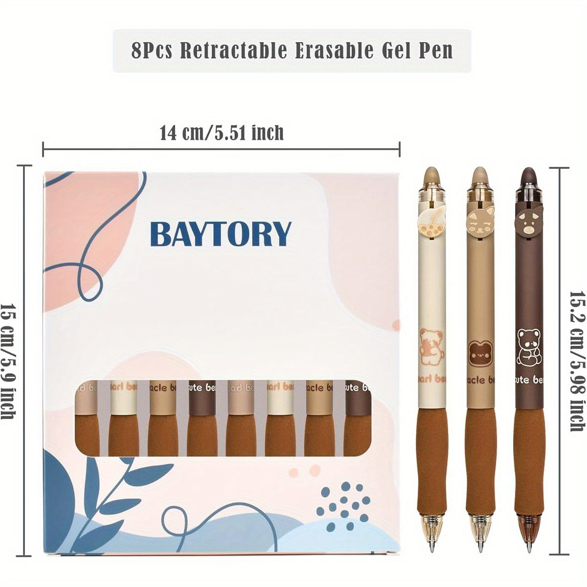 8pcs Cute Retractable Erasable Gel Pens, Blue and Black Ink Pen with Eraser Clear, Smooth Writing Comfortable to Use for Note Taking Marking Planner Crossword Puzzles ( Coffee), Pens, Multicolour Pen, Needle Tip Pens, Beadable Pens, Stationary Pens,
