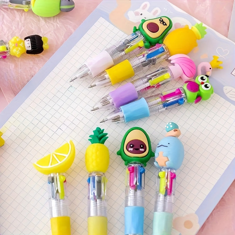 A Set of 20 Cute And Adorable Retractable Ballpoint Pens, Ergonomic Round Pen Body, Medium Nib, PVC Material, Stick Pen Structure, Various Cute Designs, Suitable for School And Office Supplies, Back to School Season