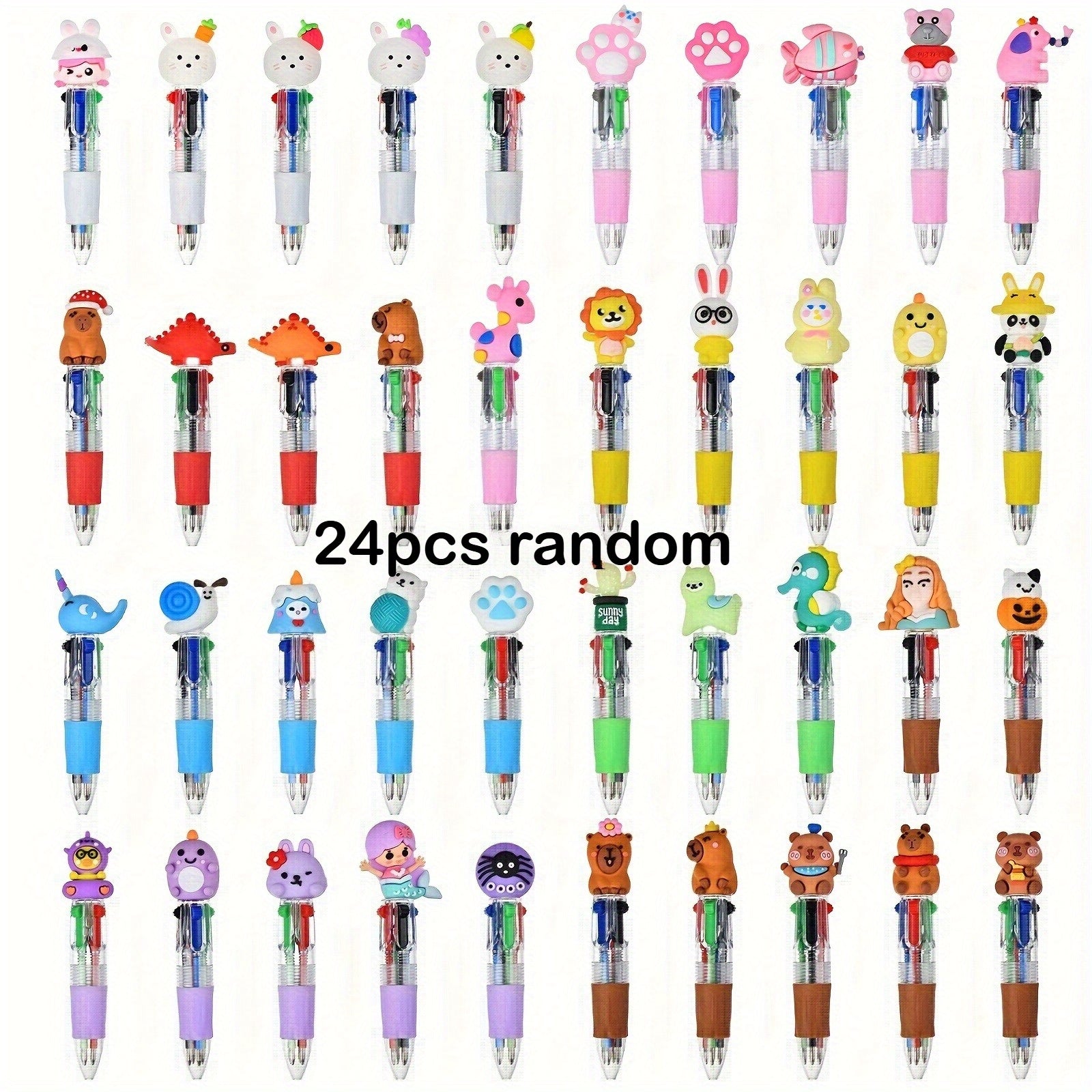 24pcs Mini 4-in-1 Multicolor Retractable Ballpoint Pens - Mini Pen Set with Blue, Red, Black, Green Ink - School Supplies, Classroom Prizes, Holiday Party Giveaways, Year-End Gifts, Christmas Gifts, H