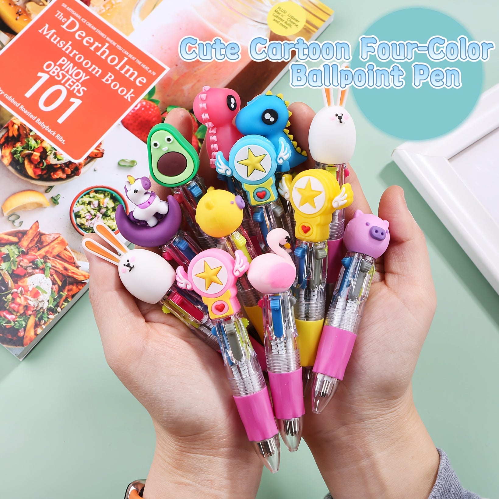 26pcs Colorful Pens in One 4 in 1 Cute Ballpoint Pen Birthday Gift Various Design Cute Pens, Party Gifts, School Various Cute Designs, Classroom Reward Prizes Valentine'S Day Gifts