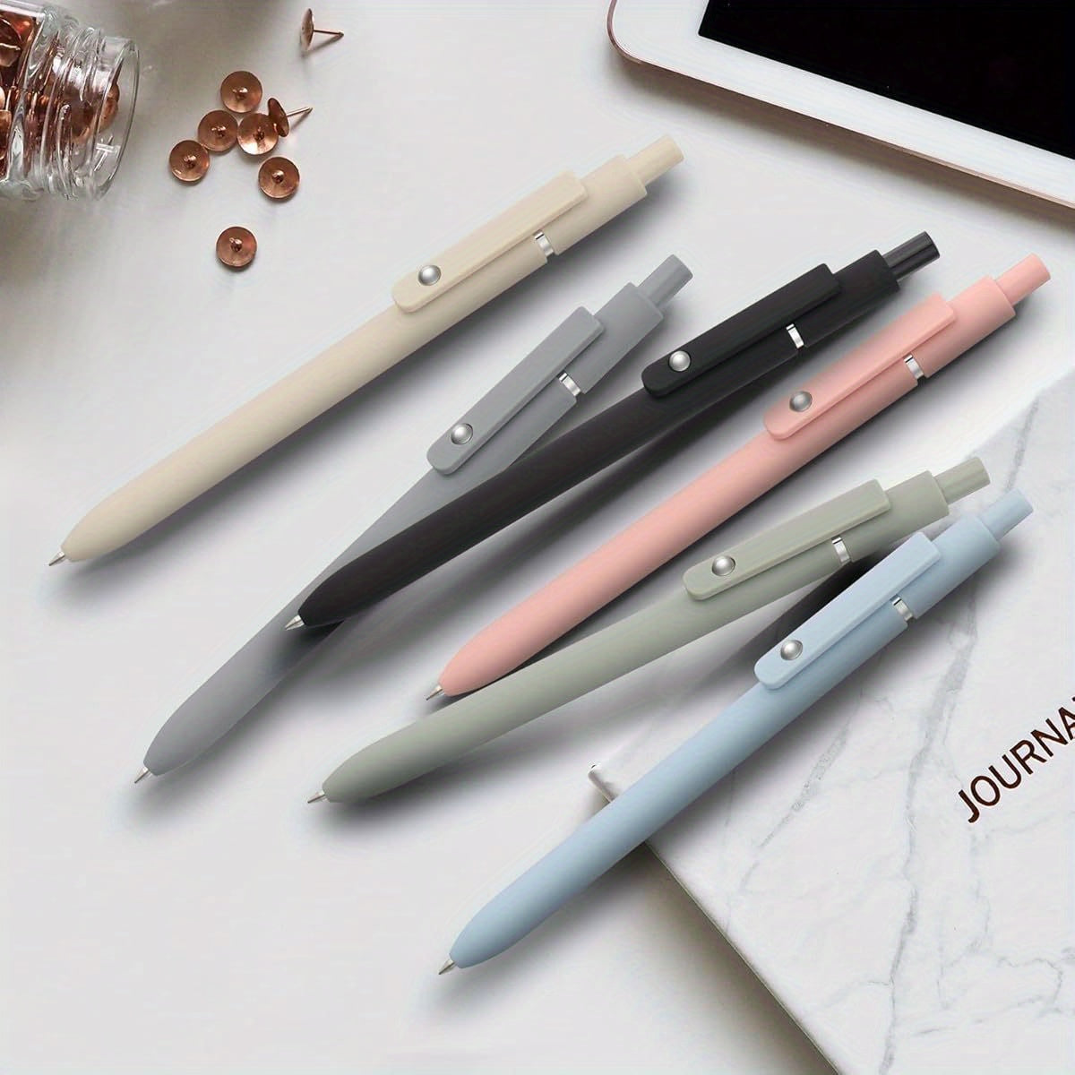 12 Pack Cute Gel Pens, Retractable Quick Dry Gel Ink Pen, Fine Point 0. 5mm Black Ink Rolling Ball Gel Pens, Smooth Writing Aesthetic Pens for Home School Office Supplies, Pastel Gel Pens, Fancy Pens for Women, Pens Set, Cute Pens for, Eraseable Pens,