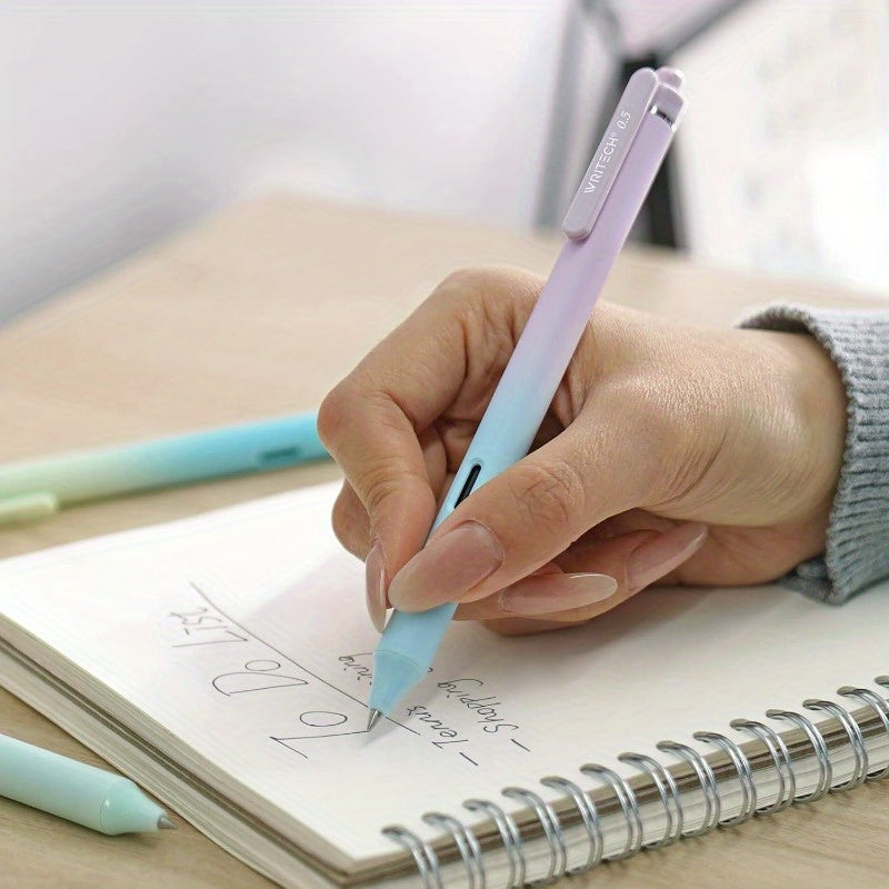 Retractable Gel Ink Pens: 8ct Black Ink 0.5mm Fine Point Tip Pen Comfort Grip Smooth Writing with Aesthetic Gradient Color Barrel for Journaling Note Taking Sketching No Bleed Smear, Pens for Writing, Cute Pens, Pens, Pencils, Colored Pens, Journaling