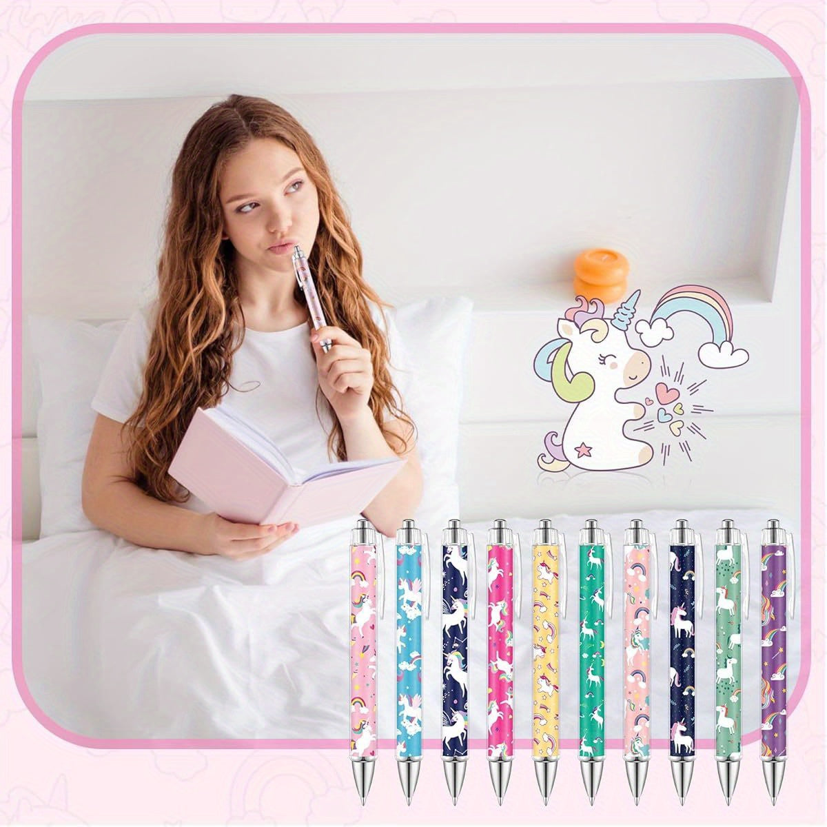30pcs Unicorn Ballpoint Pens - Cute Cartoon Unicorn Design, 1, 00mm Fine Point, Smooth Writing, Retractable, 10 Unique Designs, Black Ink, Perfect for Journaling, Office Supplies, and Birthday Gifts, Unicorn Gifts, Journaling Essentials, Playful Design,