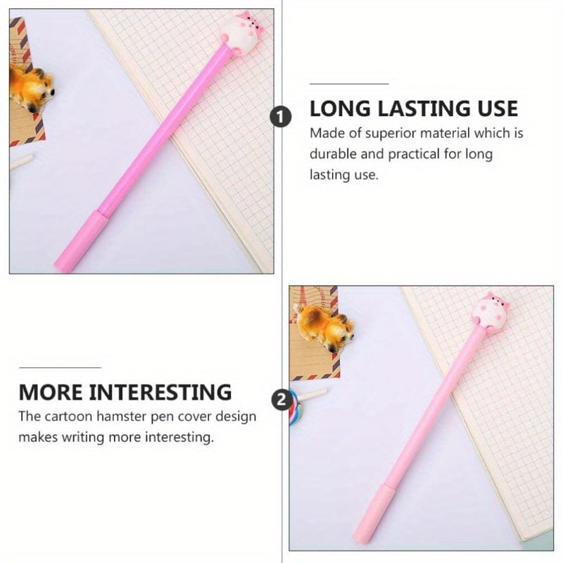 Set of 24 Adorable Hamster-Themed Pens Made of Plastic, Featuring a Cartoon Hamster Design. These Ballpoint Pens Are Perfect for Writing And Are Suitable for Students, Offices, And Home Stationery Needs, Available in Assorted Styles.