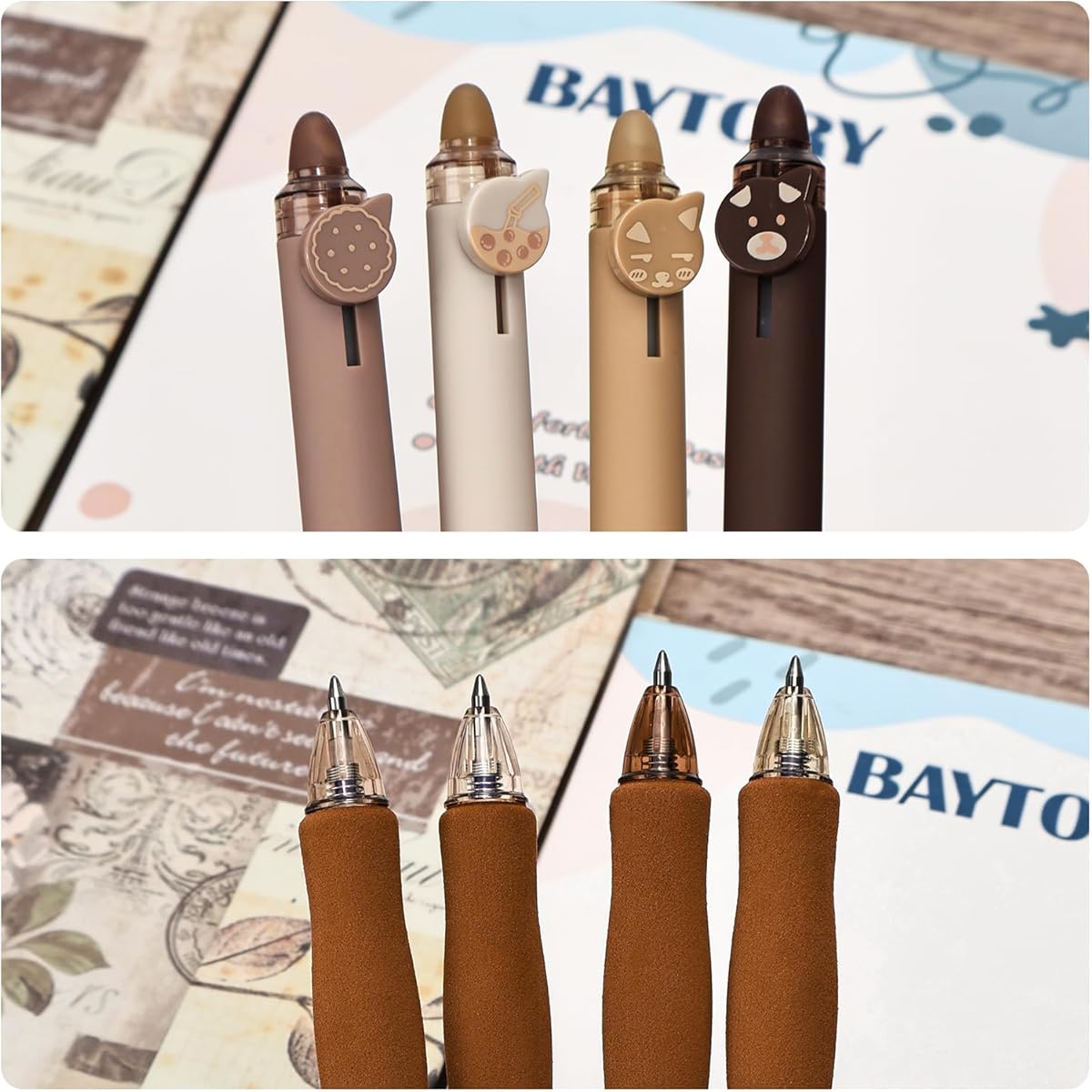8pcs Cute Retractable Erasable Gel Pens, Blue and Black Ink Pen with Eraser Clear, Smooth Writing Comfortable to Use for Note Taking Marking Planner Crossword Puzzles ( Coffee), Pens, Multicolour Pen, Needle Tip Pens, Beadable Pens, Stationary Pens,