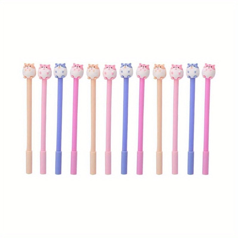 Set of 24 Adorable Hamster-Themed Pens Made of Plastic, Featuring a Cartoon Hamster Design. These Ballpoint Pens Are Perfect for Writing And Are Suitable for Students, Offices, And Home Stationery Needs, Available in Assorted Styles.