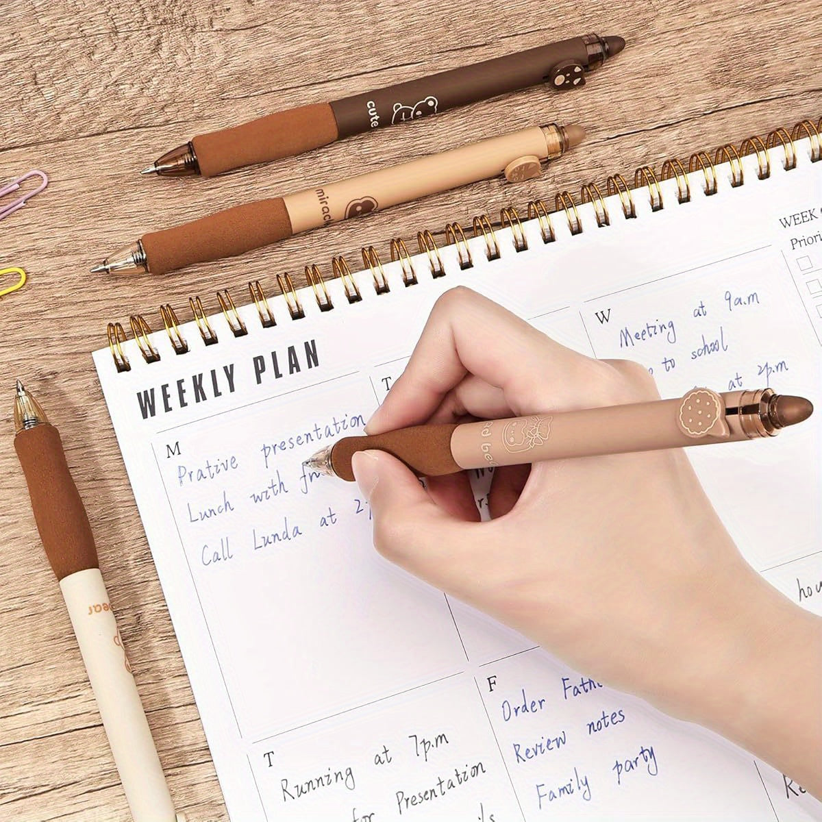 8pcs Cute Retractable Erasable Gel Pens, Blue and Black Ink Pen with Eraser Clear, Smooth Writing Comfortable to Use for Note Taking Marking Planner Crossword Puzzles ( Coffee), Pens, Multicolour Pen, Needle Tip Pens, Beadable Pens, Stationary Pens,