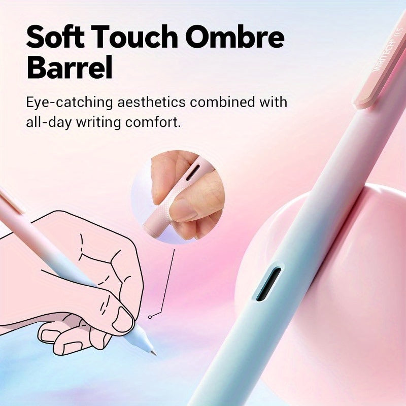 Retractable Gel Ink Pens: 8ct Black Ink 0.5mm Fine Point Tip Pen Comfort Grip Smooth Writing with Aesthetic Gradient Color Barrel for Journaling Note Taking Sketching No Bleed Smear, Pens for Writing, Cute Pens, Pens, Pencils, Colored Pens, Journaling