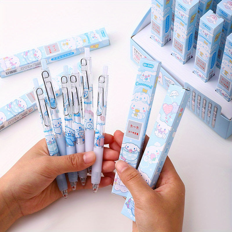 24pcs Sanrio Big Eared Dog Scratch-Off Mystery Box Pens - Cute Blue Cartoon Design, Retractable Fine Tip, Durable Plastic, Black Ink, Perfect for School & Office Supplies, Back to School Essentials, Cute Pens, School Stationery, Playful Design, Smooth