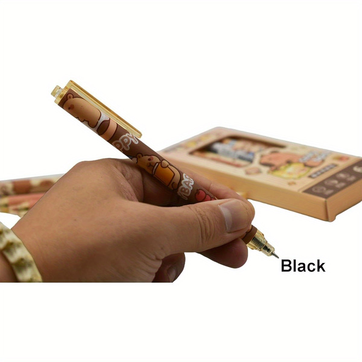 12pcs Capybara Rollerball Gel Pens Cartoon Animal Pen Retractable Priting Pens Novelty Pen Black Ink for School Party Office, Cute Gel Pens, Pen, Fancy Pen, Needle Tip Pens, School Pens, School Supplies, Writing Essentials, Whimsical Writing, Playful