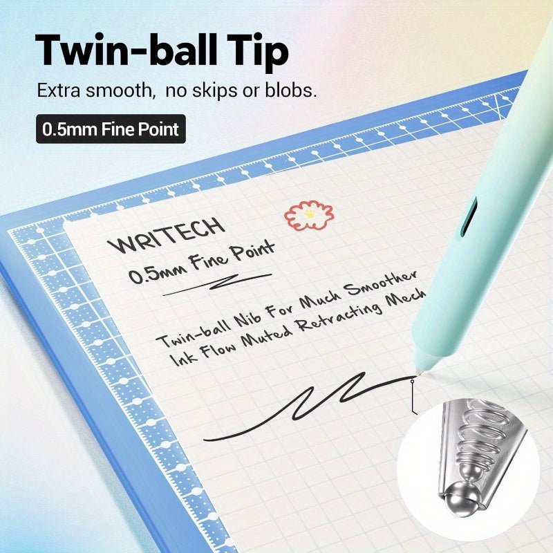 Retractable Gel Ink Pens: 8ct Black Ink 0.5mm Fine Point Tip Pen Comfort Grip Smooth Writing with Aesthetic Gradient Color Barrel for Journaling Note Taking Sketching No Bleed Smear, Pens for Writing, Cute Pens, Pens, Pencils, Colored Pens, Journaling