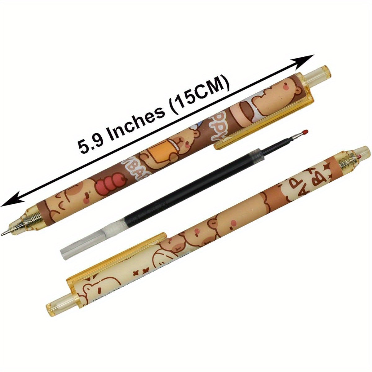 12pcs Capybara Rollerball Gel Pens Cartoon Animal Pen Retractable Priting Pens Novelty Pen Black Ink for School Party Office, Cute Gel Pens, Pen, Fancy Pen, Needle Tip Pens, School Pens, School Supplies, Writing Essentials, Whimsical Writing, Playful