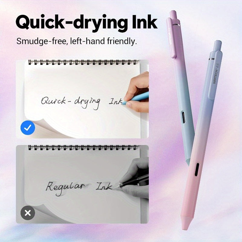 Retractable Gel Ink Pens: 8ct Black Ink 0.5mm Fine Point Tip Pen Comfort Grip Smooth Writing with Aesthetic Gradient Color Barrel for Journaling Note Taking Sketching No Bleed Smear, Pens for Writing, Cute Pens, Pens, Pencils, Colored Pens, Journaling