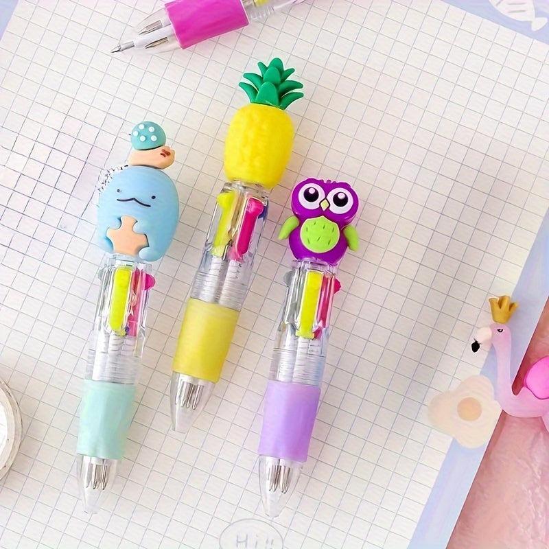 A Set of 20 Cute And Adorable Retractable Ballpoint Pens, Ergonomic Round Pen Body, Medium Nib, PVC Material, Stick Pen Structure, Various Cute Designs, Suitable for School And Office Supplies, Back to School Season