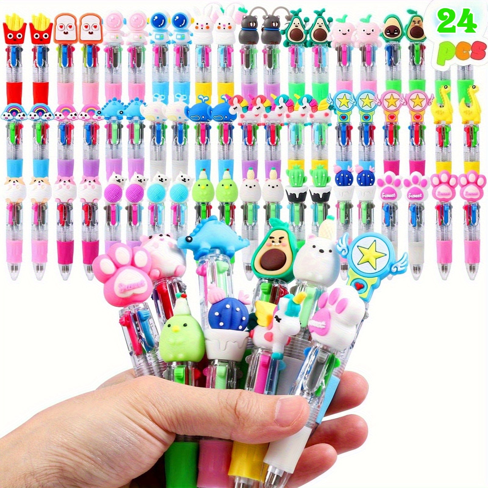 24pcs Mini 4-in-1 Multicolor Retractable Ballpoint Pens - Mini Pen Set with Blue, Red, Black, Green Ink - School Supplies, Classroom Prizes, Holiday Party Giveaways, Year-End Gifts, Christmas Gifts, H