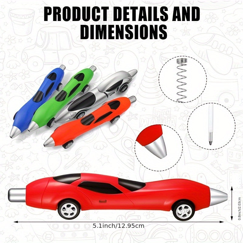 6/12pcs Assorted Retractable Ballpoint Pens - Ergonomic Fine Tip, Vibrant Cartoon/Animals/Fantasy/Superhero Themes, Novelty Racing Design, Durable Plastic Office Stationery & Party Favors for Students, Teachers, Professionals, Retractable Pens, Student