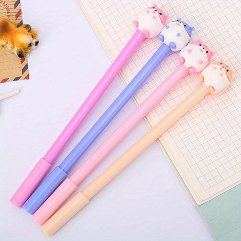 Set of 24 Adorable Hamster-Themed Pens Made of Plastic, Featuring a Cartoon Hamster Design. These Ballpoint Pens Are Perfect for Writing And Are Suitable for Students, Offices, And Home Stationery Needs, Available in Assorted Styles.