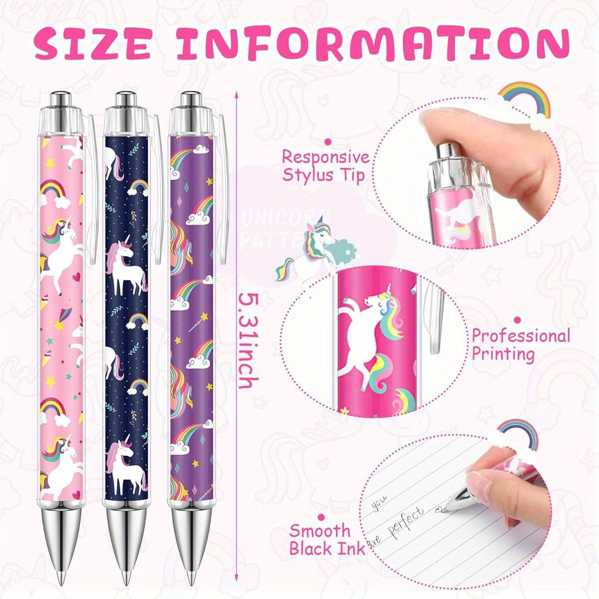 30pcs Unicorn Ballpoint Pens - Cute Cartoon Unicorn Design, 1, 00mm Fine Point, Smooth Writing, Retractable, 10 Unique Designs, Black Ink, Perfect for Journaling, Office Supplies, and Birthday Gifts, Unicorn Gifts, Journaling Essentials, Playful Design,