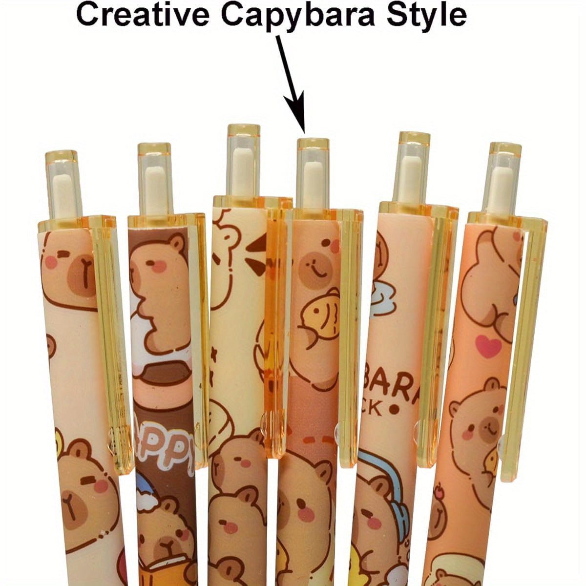 12pcs Capybara Rollerball Gel Pens Cartoon Animal Pen Retractable Priting Pens Novelty Pen Black Ink for School Party Office, Cute Gel Pens, Pen, Fancy Pen, Needle Tip Pens, School Pens, School Supplies, Writing Essentials, Whimsical Writing, Playful