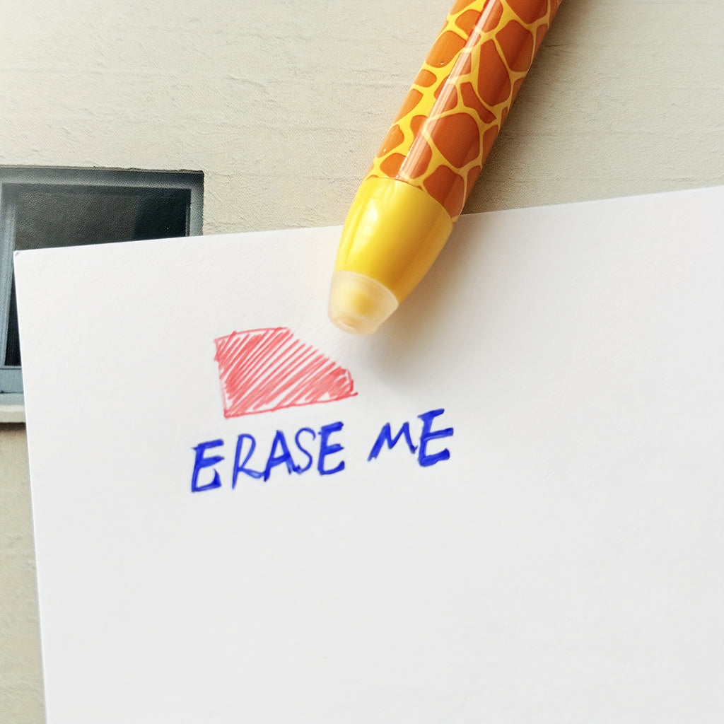 12pcs Cute Zoo Theme Erasable Gel Pens, One Pen Two Colors Blue and Red Color Ink Pen with Eraser Clear, Double Retractable Clicks Gel Pen, Smooth Writing for Journaling School & Office Supplies