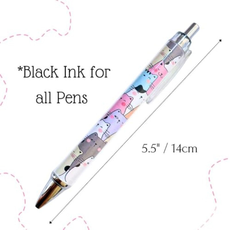 10pcs Cat Ink Pens Set Cute Kawaii Funny Cats Kitty Themed Paw Ballpoint Gel Pen School Stationary Notebook Diary for Women Lovers Office Worker Supplies Stuff Clipboard Decor Desk Accessories Gifts, Office Supplies, School Stationery, Playful