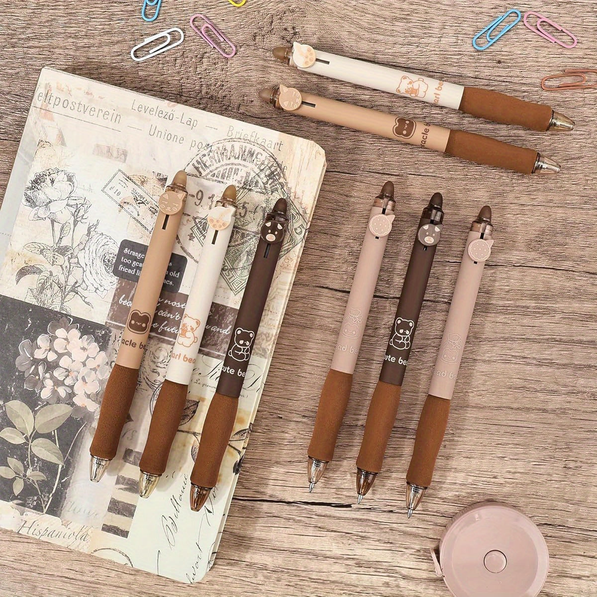 8pcs Cute Retractable Erasable Gel Pens, Blue and Black Ink Pen with Eraser Clear, Smooth Writing Comfortable to Use for Note Taking Marking Planner Crossword Puzzles ( Coffee), Pens, Multicolour Pen, Needle Tip Pens, Beadable Pens, Stationary Pens,
