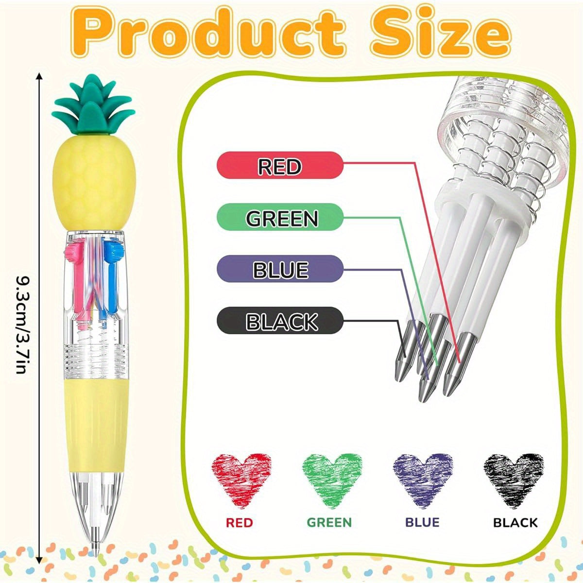 24pcs Summer Multicolor Retractable Ballpoint Pens - 4-in-1 Cute Fruit & Flamingo Cactus Cartoon Design, Vibrant Colors, Durable Plastic, Fun Party Favors for Birthdays, Hawaiian Themed Events, End of Year Gifts, Cute Pens, Playful Design, Smooth Writing,