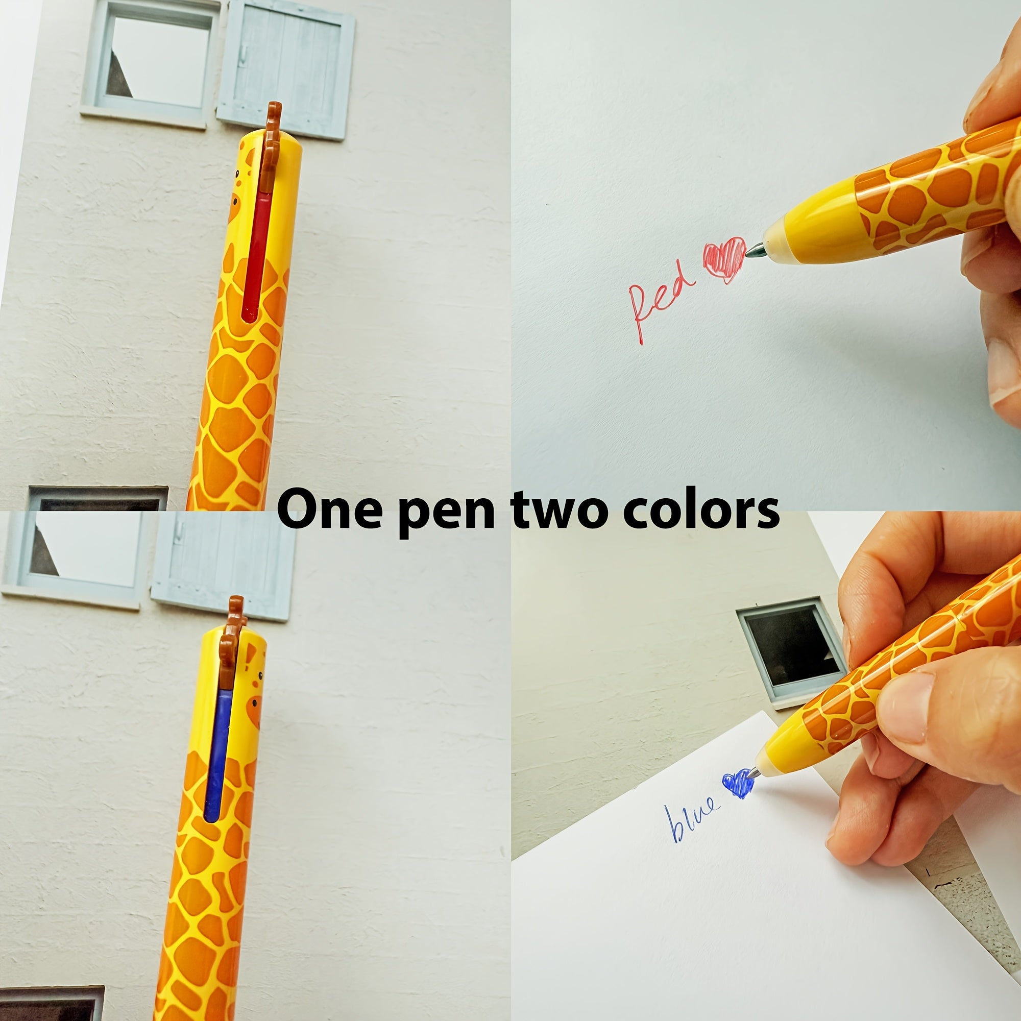 12pcs Cute Zoo Theme Erasable Gel Pens, One Pen Two Colors Blue and Red Color Ink Pen with Eraser Clear, Double Retractable Clicks Gel Pen, Smooth Writing for Journaling School & Office Supplies