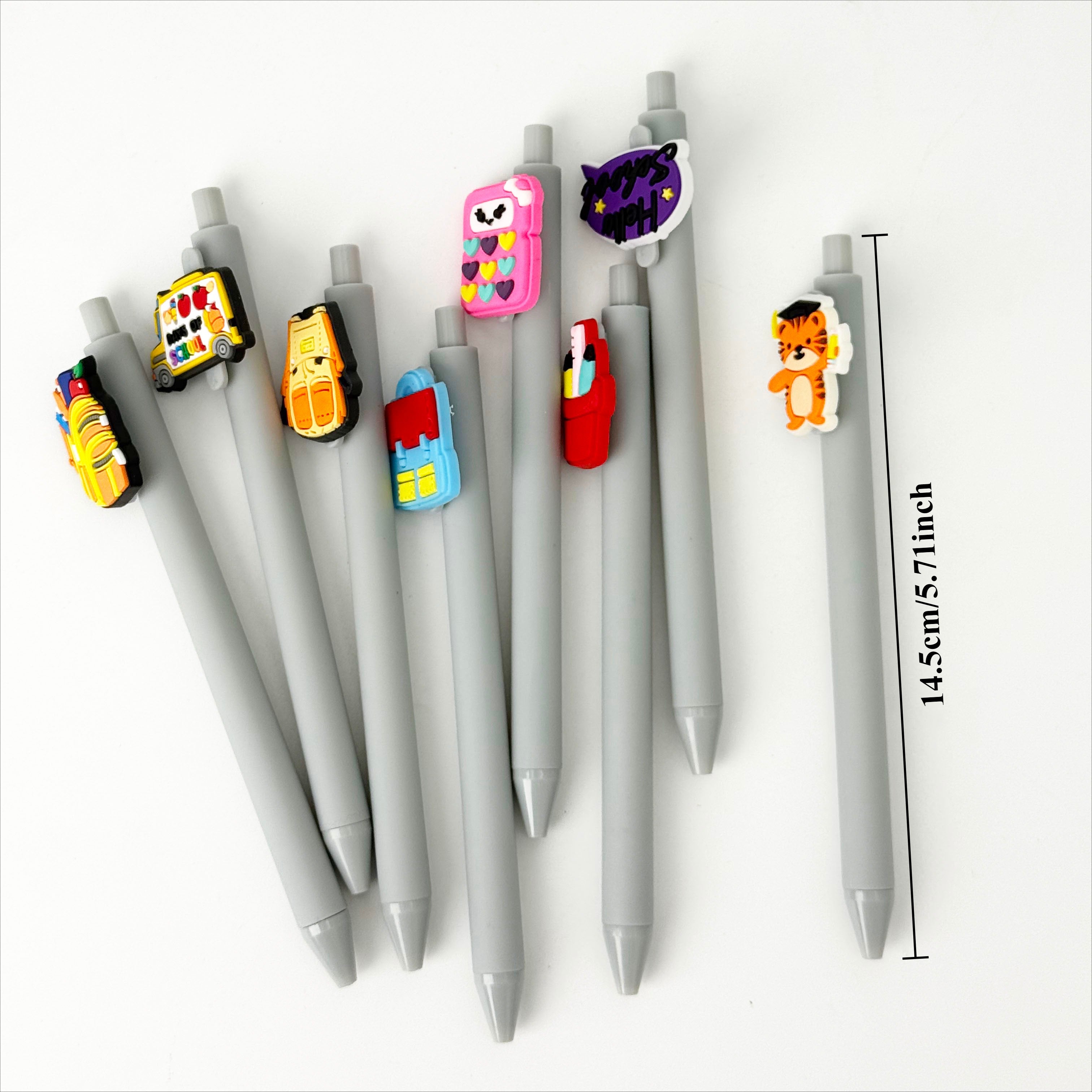 20/30pcs Back-to-School Season Themed Sticker Round Ballpoint Pens, Creative Gift Pen with Fun PVC Decals and Comfortable Grip, Easy Press Retractable - Black Ink Cartridge, Perfect for Writing