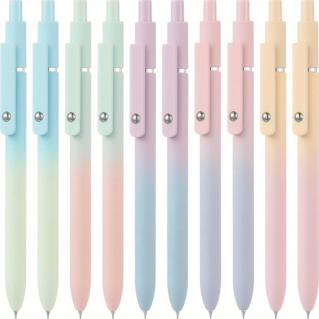 Gel Pens, 10pcs Medium Point 0. 7mm, Gradient Color, Black Ink, Retractable Design, Aesthetic Pens for Journaling, School Supplies, Office Supplies, Cute Gel Pens, Pen, Fancy Pen, Needle Tip Pens, Cute Pens Bulk, Writing Tools, Journaling Supplies,
