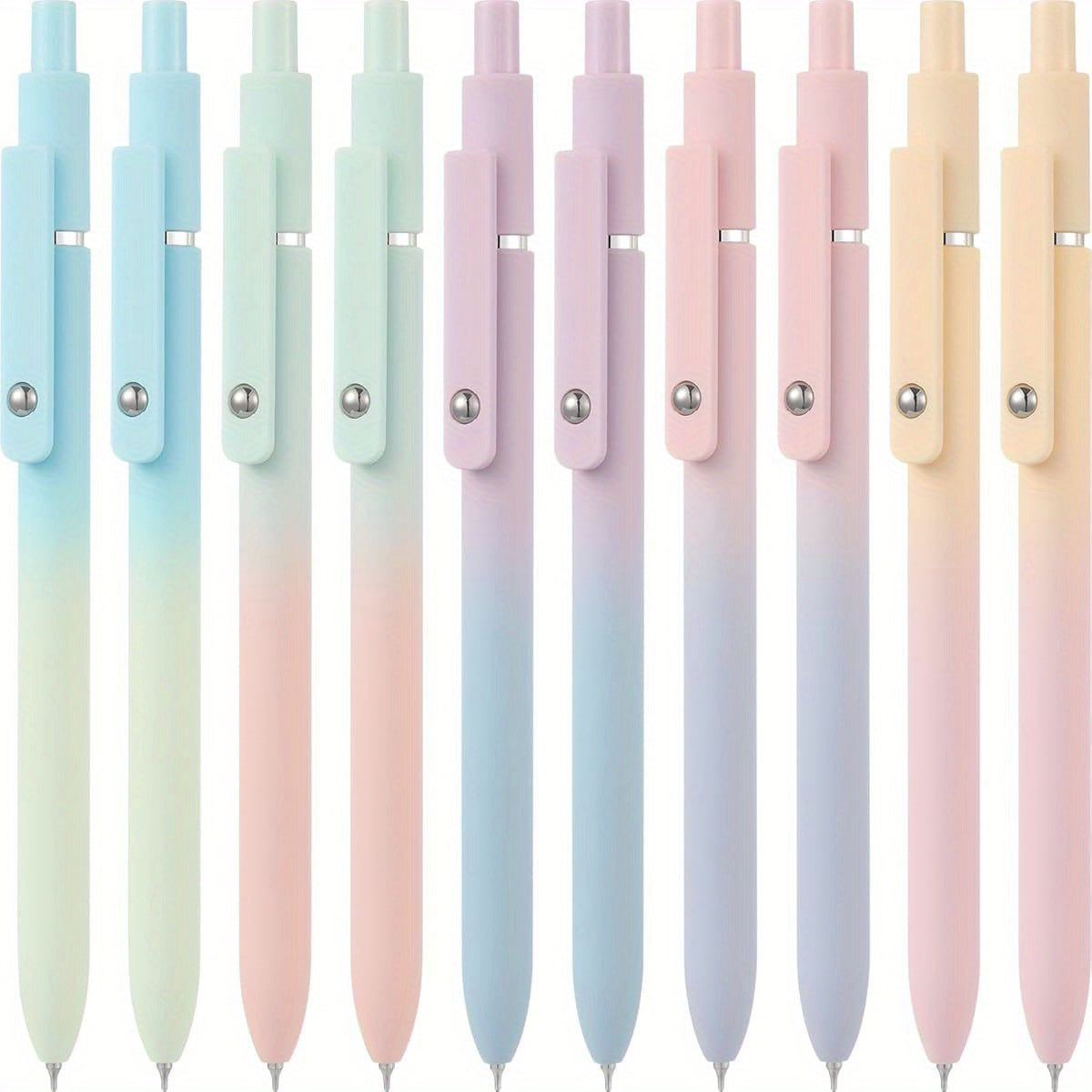 Gel Pens, 10pcs Medium Point 0. 7mm, Gradient Color, Black Ink, Retractable Design, Aesthetic Pens for Journaling, School Supplies, Office Supplies, Cute Gel Pens, Pen, Fancy Pen, Needle Tip Pens, Cute Pens Bulk, Writing Tools, Journaling Supplies,