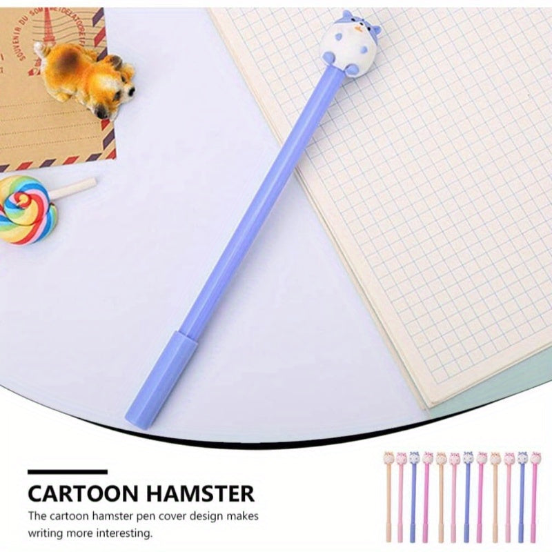 Set of 24 Adorable Hamster-Themed Pens Made of Plastic, Featuring a Cartoon Hamster Design. These Ballpoint Pens Are Perfect for Writing And Are Suitable for Students, Offices, And Home Stationery Needs, Available in Assorted Styles.
