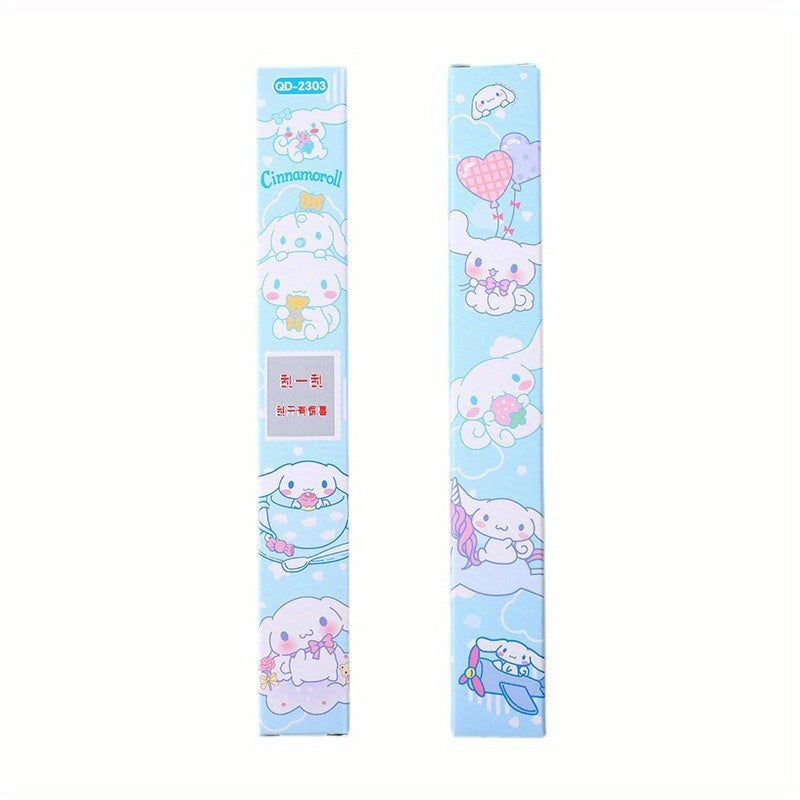 24pcs Sanrio Big Eared Dog Scratch-Off Mystery Box Pens - Cute Blue Cartoon Design, Retractable Fine Tip, Durable Plastic, Black Ink, Perfect for School & Office Supplies, Back to School Essentials, Cute Pens, School Stationery, Playful Design, Smooth
