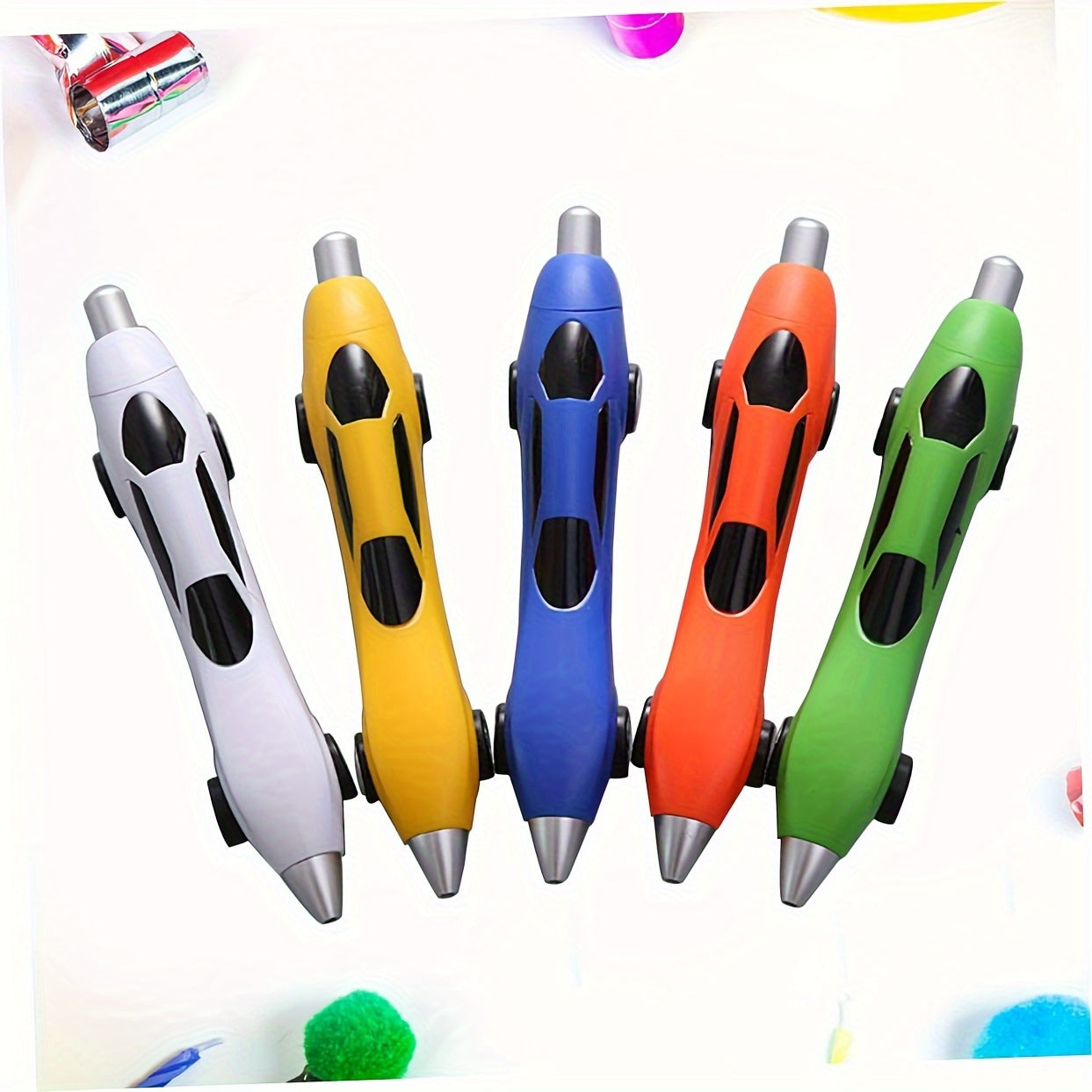 6/12pcs Assorted Retractable Ballpoint Pens - Ergonomic Fine Tip, Vibrant Cartoon/Animals/Fantasy/Superhero Themes, Novelty Racing Design, Durable Plastic Office Stationery & Party Favors for Students, Teachers, Professionals, Retractable Pens, Student